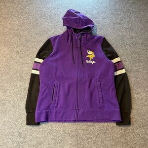 Minnesota Vikings Zip Up Hoodie Purple Black Women’s Large